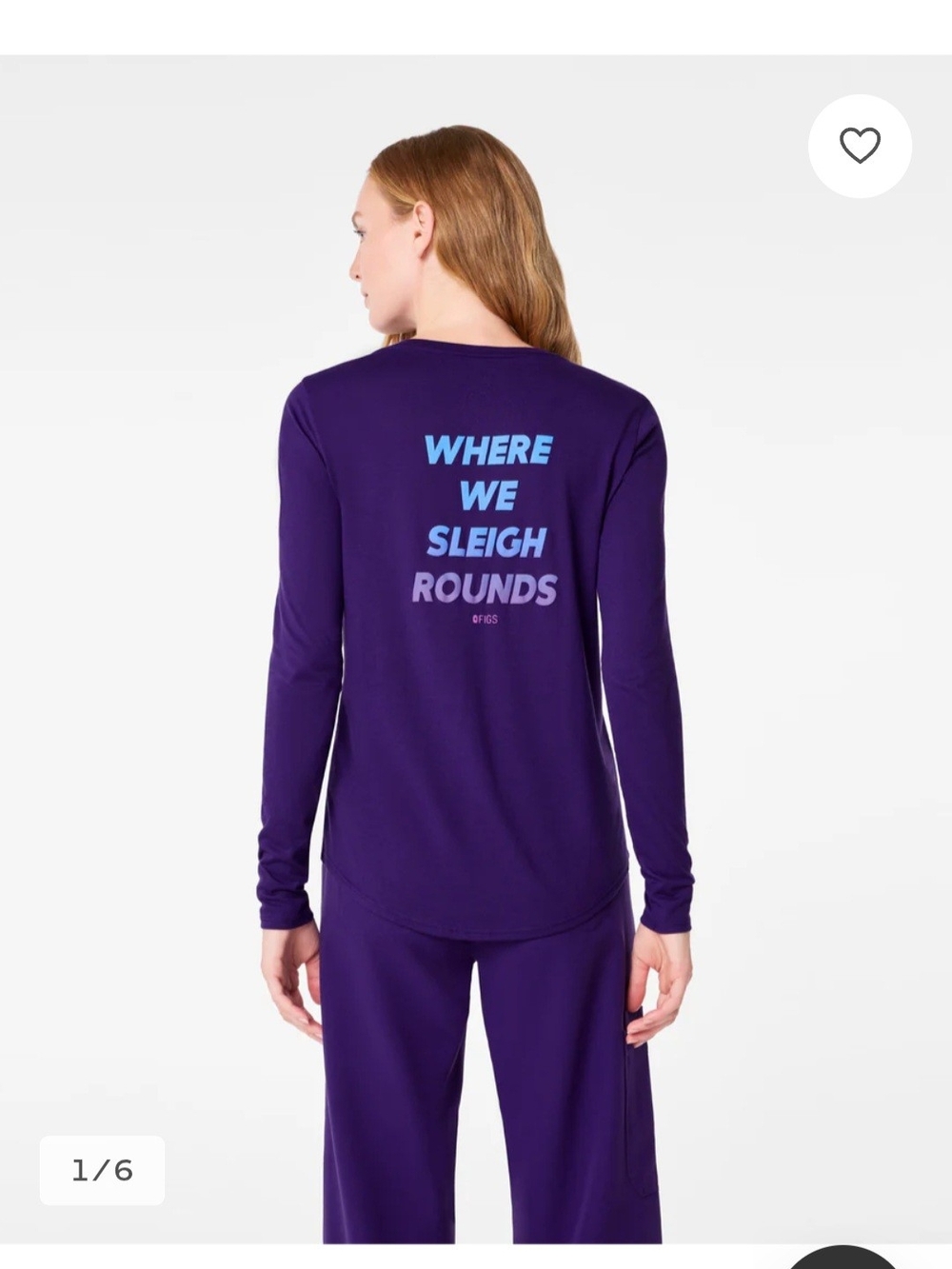Figs Long Sleeve Tee in Deep Purple with Light Blue and Lavender Graphic